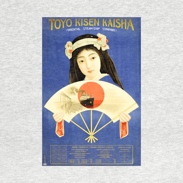 TOYO KISEN KAISHA Oriental Steam Ship Company Woman with Fan Vintage Advert by vintageposters